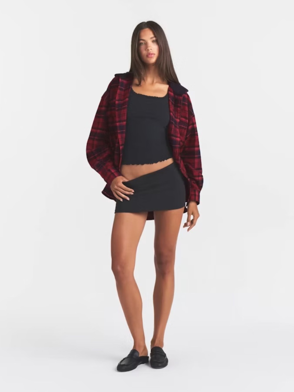 SKIMS Outdoor Flannel Oversized Button Down Hooded Shirt Women's size S